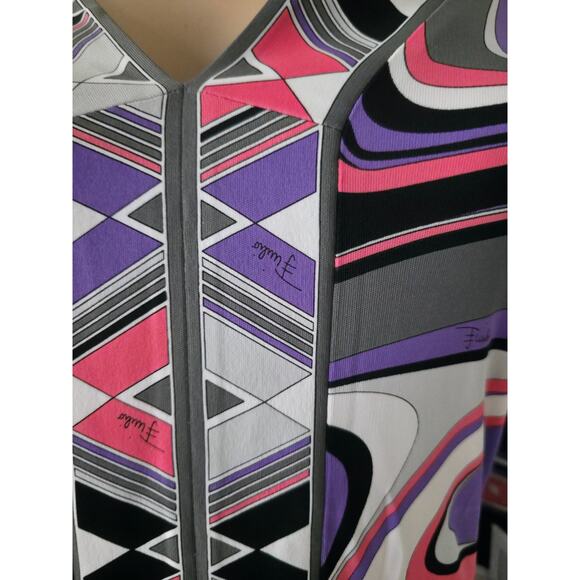Emilio Pucci Purple Multicolor Signature Print Summer Dress S sz - Picture 16 of 16